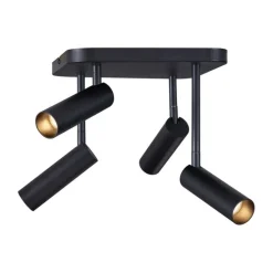 Afgeronde plafondspot zwart GU10 35mm 4-lichts draai- en kantelbaar - Kate
