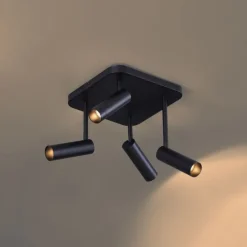 Afgeronde plafondspot zwart GU10 35mm 4-lichts draai- en kantelbaar - Kate