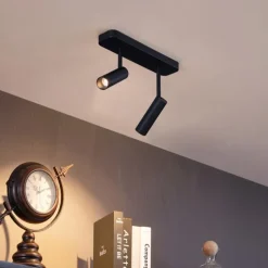 Afgeronde plafondspot zwart GU10 35mm 2-lichts draai- en kantelbaar - Kate