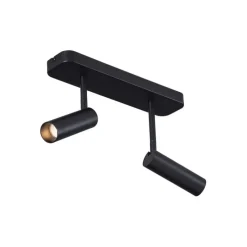 Afgeronde plafondspot zwart GU10 35mm 2-lichts draai- en kantelbaar - Kate