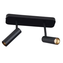 Afgeronde plafondspot zwart GU10 35mm 2-lichts draai- en kantelbaar - Kate