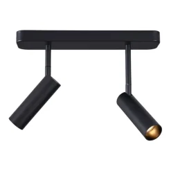 Afgeronde plafondspot zwart GU10 35mm 2-lichts draai- en kantelbaar - Kate