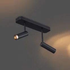 Afgeronde plafondspot zwart GU10 35mm 2-lichts draai- en kantelbaar - Kate