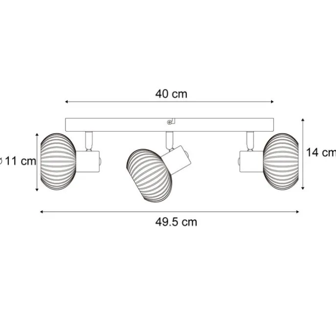 Afgeronde plafondspot zwart met smoke glas 3-lichts - Teddy