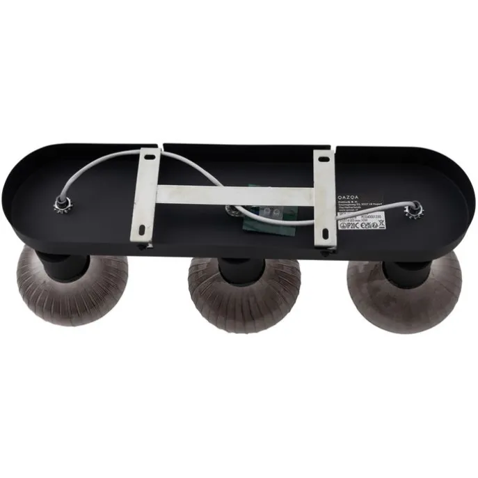 Afgeronde plafondspot zwart met smoke glas 3-lichts - Teddy