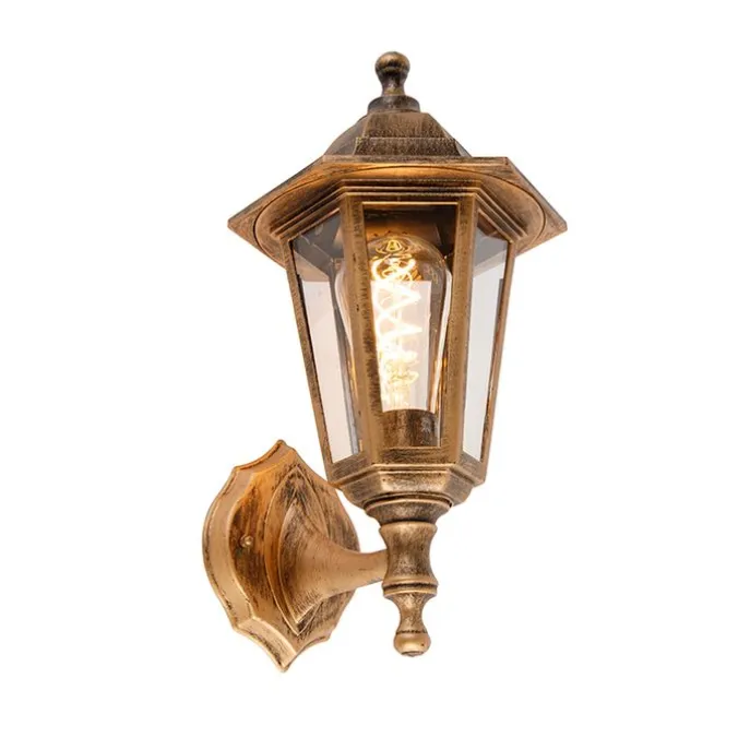 Antieke buiten wandlamp goud IP44 - New Haven