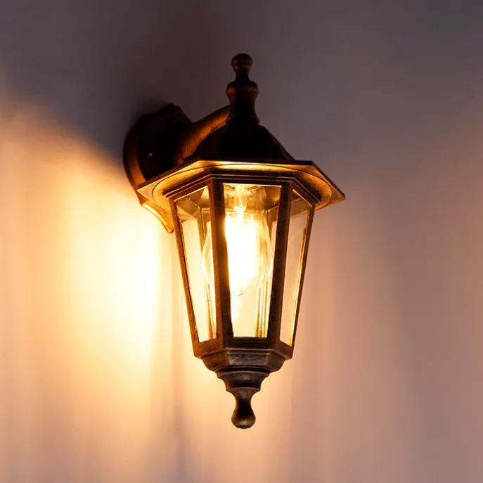 Antieke buiten wandlamp goud IP44 - New Haven