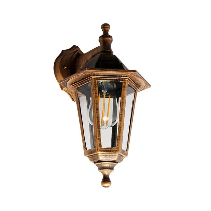 Antieke buiten wandlamp goud IP44 - New Haven