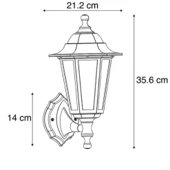 Antieke buiten wandlamp goud IP44 - New Haven