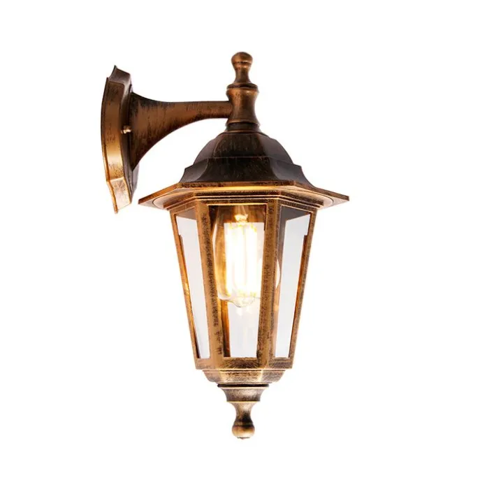 Antieke buiten wandlamp goud IP44 - New Haven