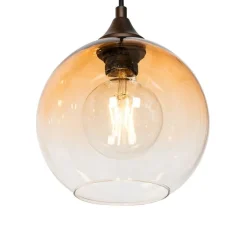 Art Deco hanglamp donkerbrons met amber glas 8-lichts - Sandra