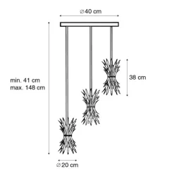 Art Deco hanglamp goud 3-lichts - Wesley