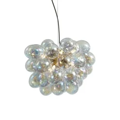 Art Deco hanglamp goud met regenboog glas 50cm 8-lichts - Uvas