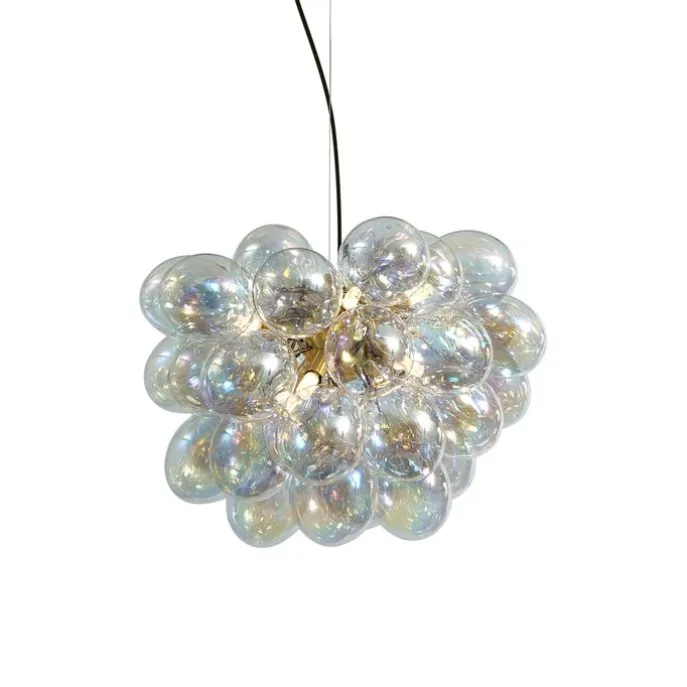 Art Deco hanglamp goud met regenboog glas 50cm 8-lichts - Uvas