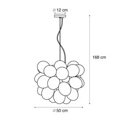 Art Deco hanglamp goud met regenboog glas 50cm 8-lichts - Uvas