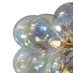 Art Deco hanglamp goud met regenboog glas 50cm 8-lichts - Uvas