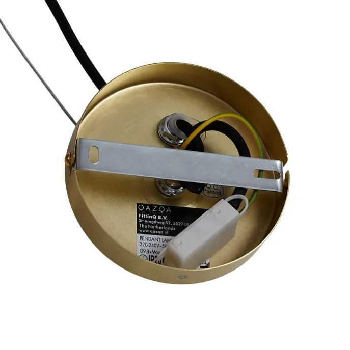 Art Deco hanglamp goud met regenboog glas 50cm 8-lichts - Uvas