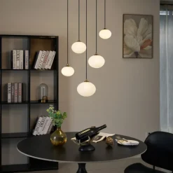 Art Deco hanglamp goud met opaal glas 5-lichts - Yani