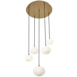 Art Deco hanglamp goud met opaal glas 5-lichts - Yani