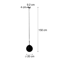 Art Deco hanglamp goud met opaal glas incl. rail adapter wit 1-fase - Slimline Flore