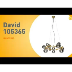 Art deco hanglamp goud met smoke glas 12-lichts - David