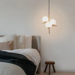 Art Deco hanglamp goud met glas opaal 3-lichts - Flore