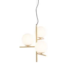 Art Deco hanglamp goud met glas opaal 3-lichts - Flore