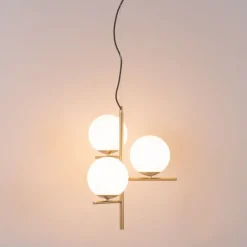 Art Deco hanglamp goud met glas opaal 3-lichts - Flore