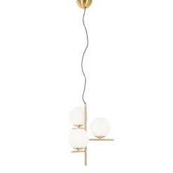 Art Deco hanglamp goud met glas opaal 3-lichts - Flore