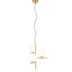 Art Deco hanglamp goud met glas opaal 3-lichts - Flore