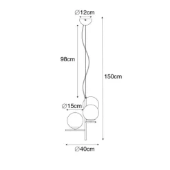 Art Deco hanglamp goud met glas opaal 3-lichts - Flore