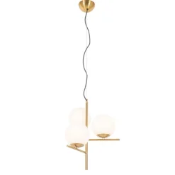 Art Deco hanglamp goud met glas opaal 3-lichts - Flore