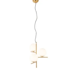 Art Deco hanglamp goud met glas opaal 3-lichts - Flore