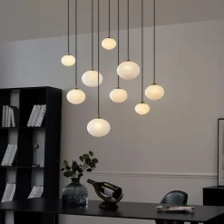 Art Deco hanglamp goud met opaal glas 9-lichts - Yani