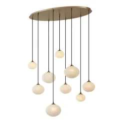 Art Deco hanglamp goud met opaal glas 9-lichts - Yani