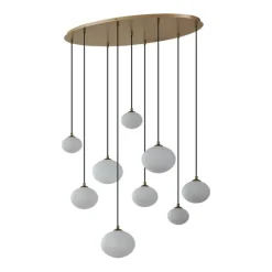 Art Deco hanglamp goud met opaal glas 9-lichts - Yani