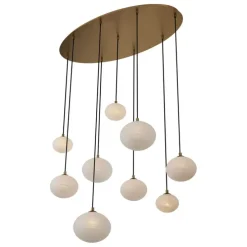Art Deco hanglamp goud met opaal glas 9-lichts - Yani