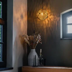 Art deco hanglamp goud met zwart - Maro