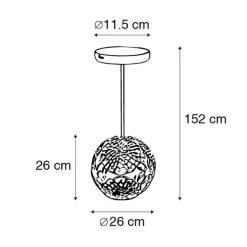 Art deco hanglamp goud met zwart - Maro