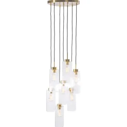 Art Deco hanglamp goud met glas 7-lichts - Laura