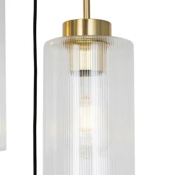 Art Deco hanglamp goud met glas 7-lichts - Laura