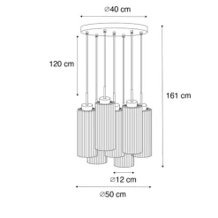 Art Deco hanglamp goud met glas 7-lichts - Laura