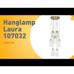 Art Deco hanglamp goud met glas 7-lichts - Laura
