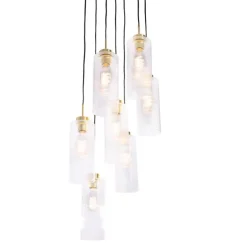 Art Deco hanglamp goud met glas 7-lichts - Laura