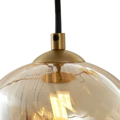 Art Deco hanglamp goud met amber glas - Jia
