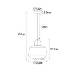 Art deco hanglamp goud met amber glas 30 cm - Kevin