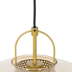 Art deco hanglamp goud met amber glas 30 cm - Kevin