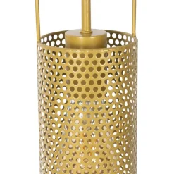 Art deco hanglamp goud met amber glas 30 cm - Kevin