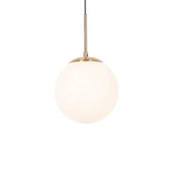 Art Deco hanglamp goud met opaal glas - Flore