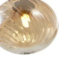 Art Deco hanglamp goud met amber glas 9-lichts - Jia